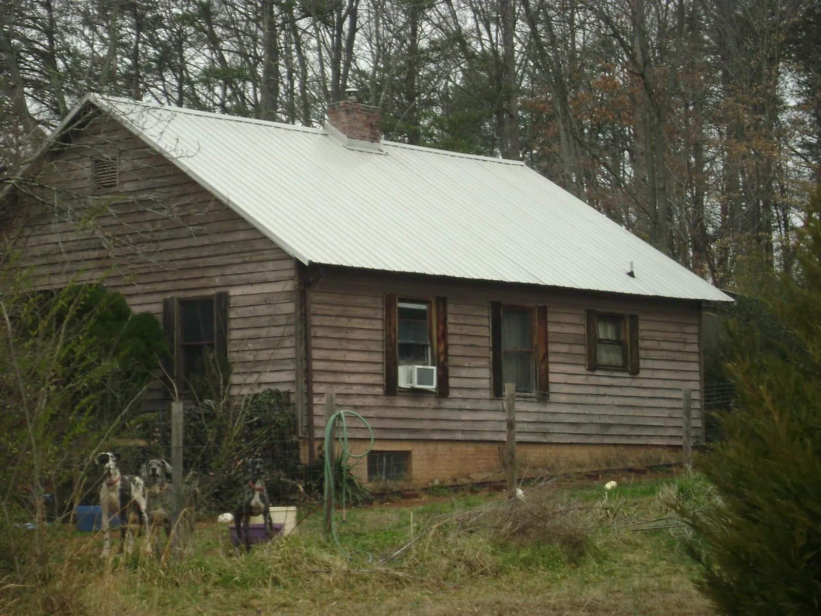 White metal roof on an old wood sided farmhouse, from a Asphalt Shingle Roof Repair job in Kingsburg